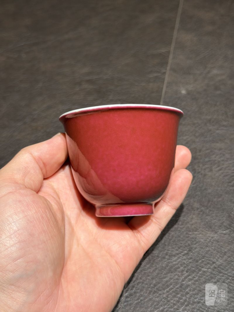 清乾隆 胭脂红釉茶圆 - 图3